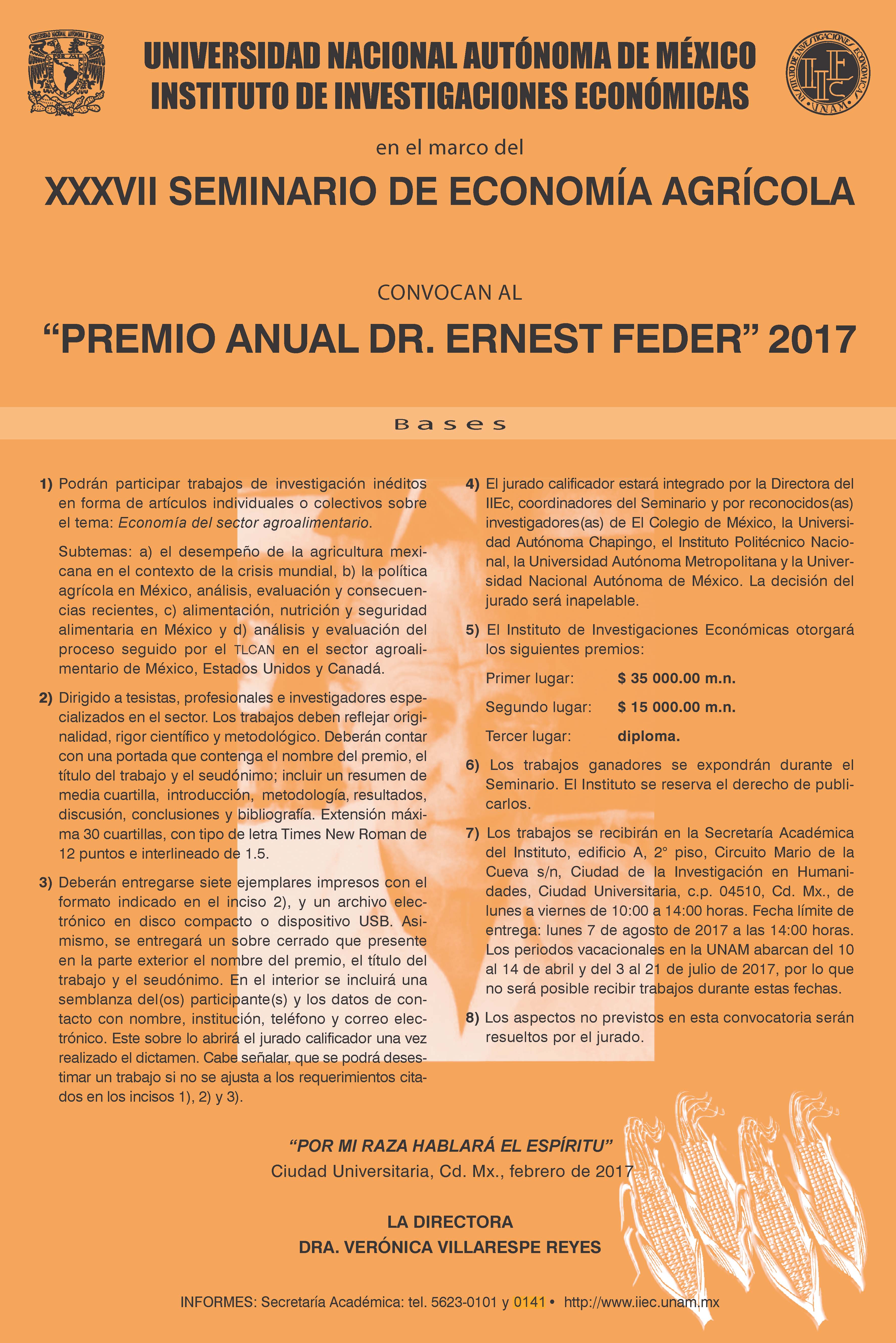 Cartel Premio Anual Dr. Ernest Feder 2017
