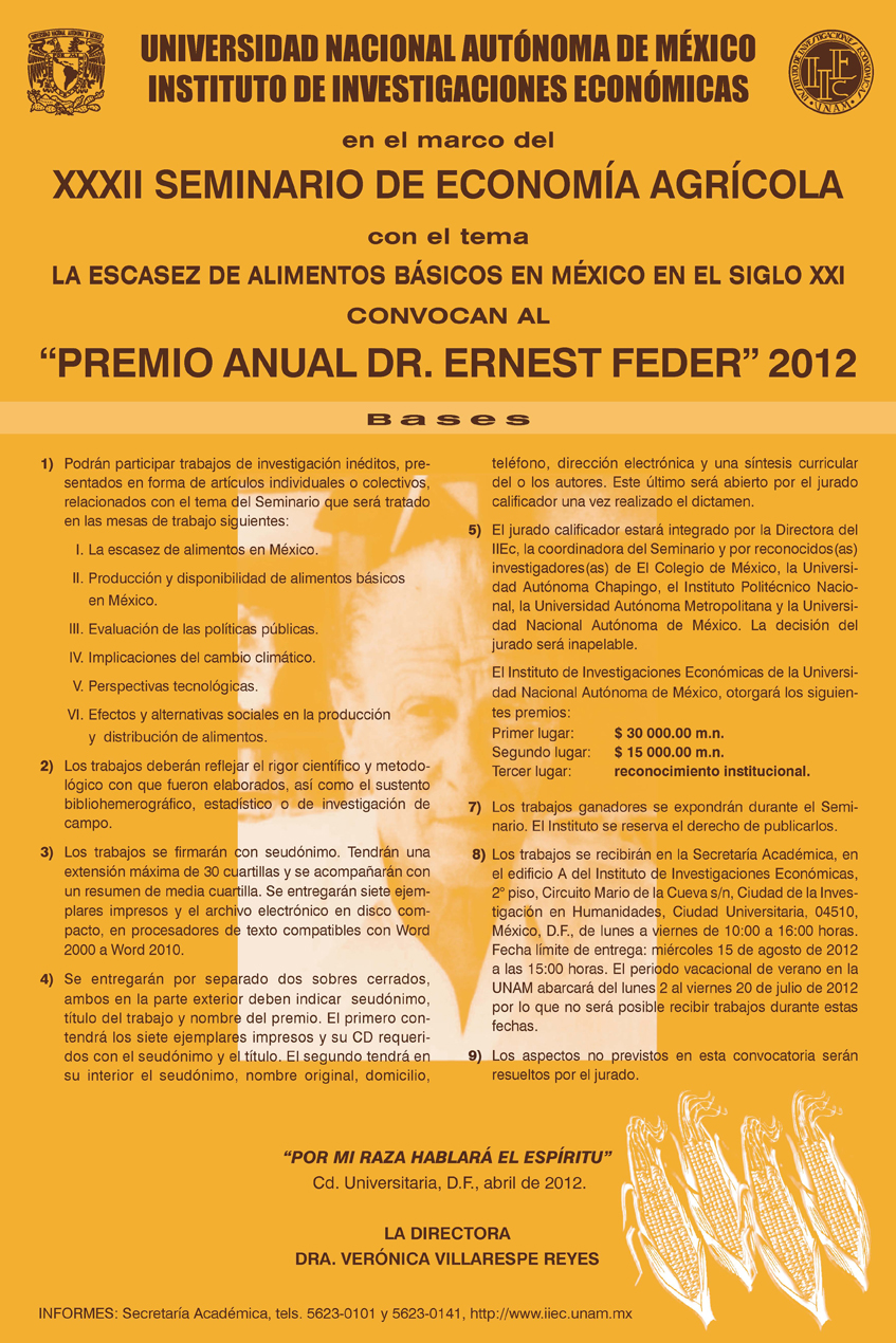 Cartel Premio Anual Dr. Ernest Feder 2012