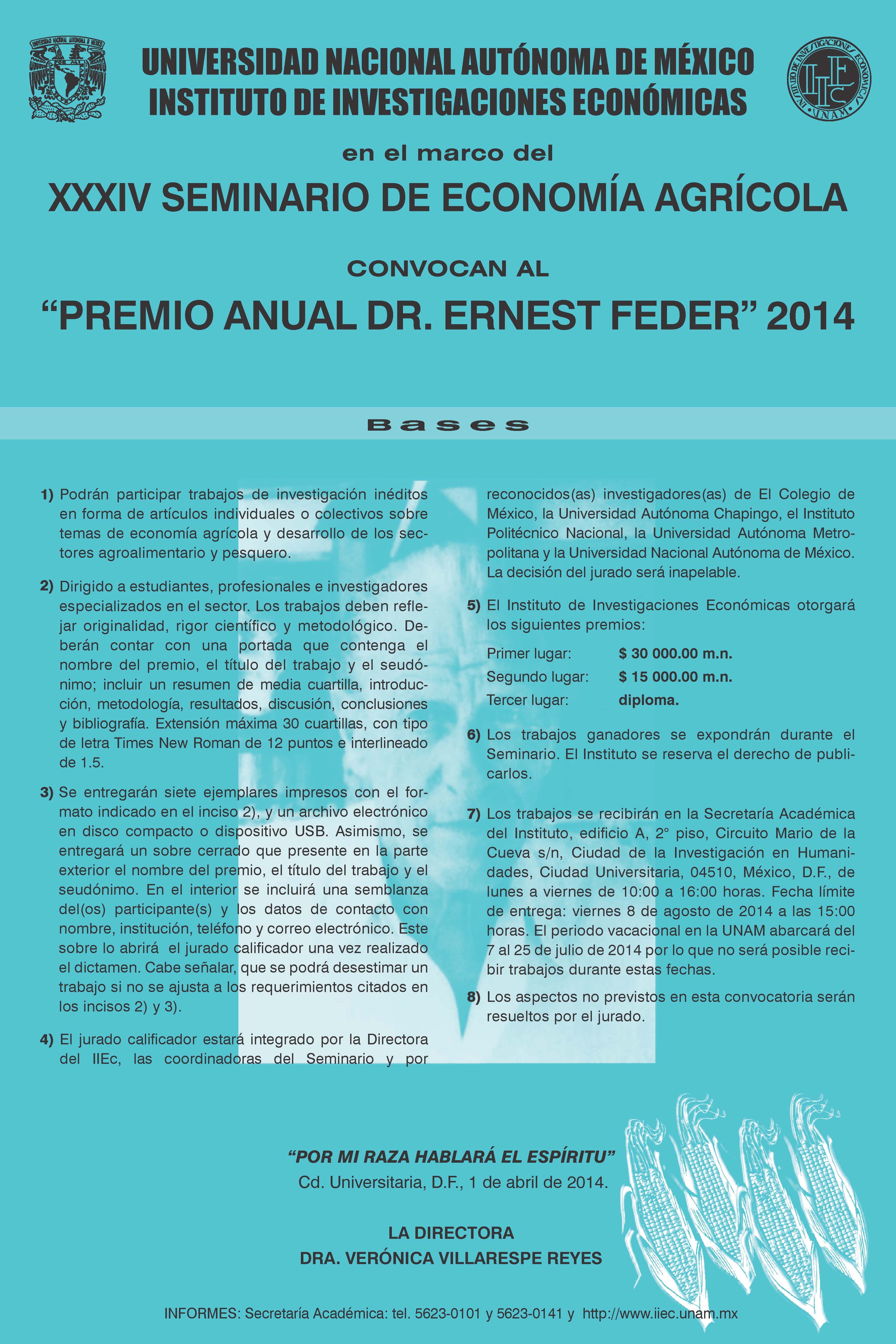 Cartel Premio Anual Dr. Ernest Feder 2014